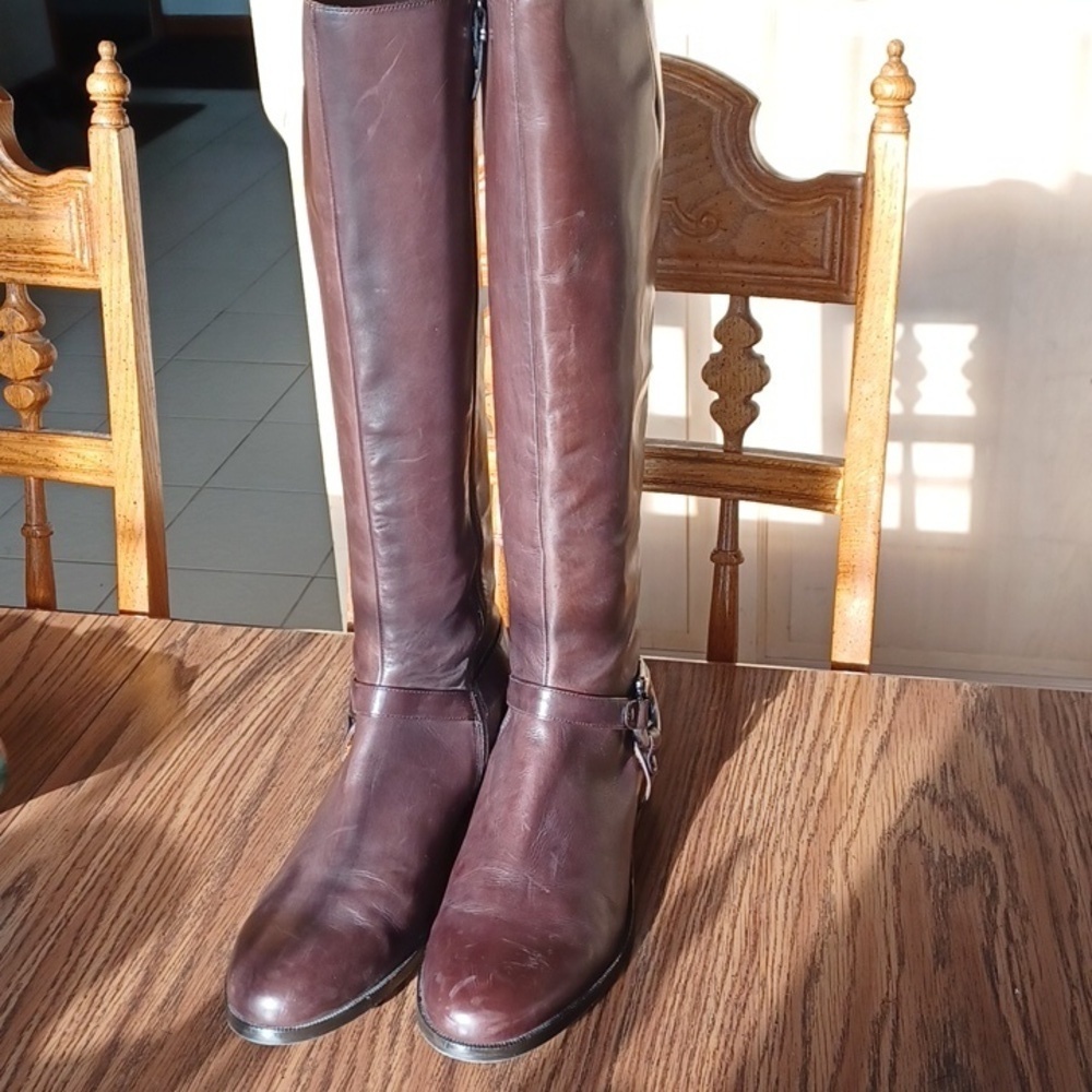 VIA SPIGA Kacey Leather Riding Boots, Brown, never worn, Approx 14" Calf, 18"T